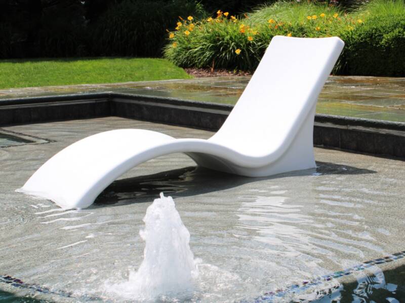 Global Pool Products Lounger Pool Lounge Chair and Connecting Table, White • GPP-LFS-W
