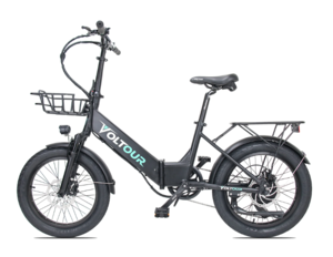 Voltour Dash 500 Watt Folding Electric Bike with StepThru Frame, Black  • 320-STFDBLK