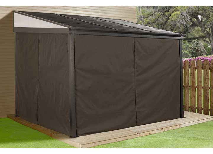 Sojag Portland Wall-Mounted Hardtop Gazebo, 10 ft. x 12 ft. Dark Brown  • 500-9165470