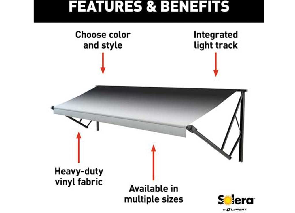 Lippert Solera Awning Roller and Fabric Assembly 15', Black Fade • V000211480
