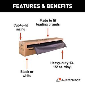 Lippert Solera Universal Slide Topper Replacement Cut-To-Fit Fabric – Black • 432253