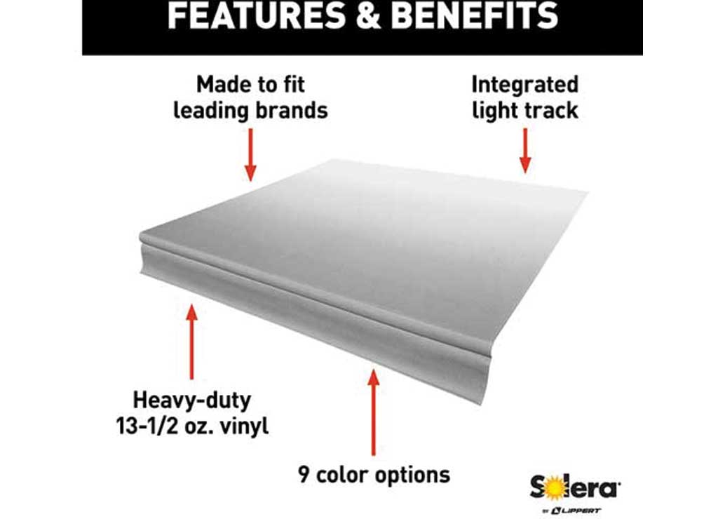 Lippert Solera Universal Vinyl Replacement Fabric for 17' RV Awning - Silver Fade  • V000334413