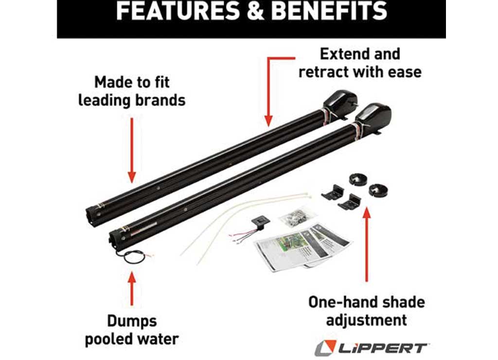 Lippert Solera 3000 Series Universal RV Awning Arms & Hardware Kit - Short, Black  • 2023052355