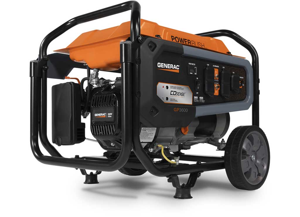 Generac GP3600 4500/3600-Watt Gasoline Powered Recoil Start Portable Generator with COSense  • 7721