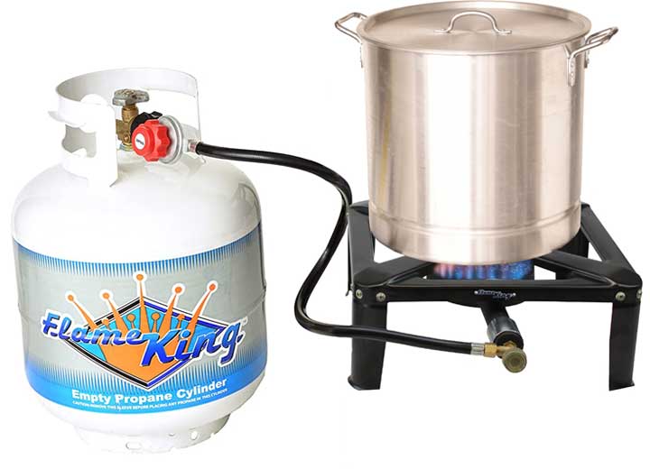 Flame King 120,000 BTU, 0-20 PSI, Turkey Fryer Single Propane Burner Bayou Cooker • FK-4P-01E