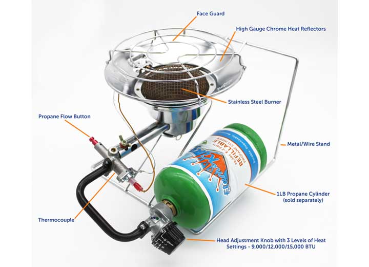 Flame King 15,000 BTU Multi-Use Portable Propane Heater/Cooker  • FK-AD010CGA