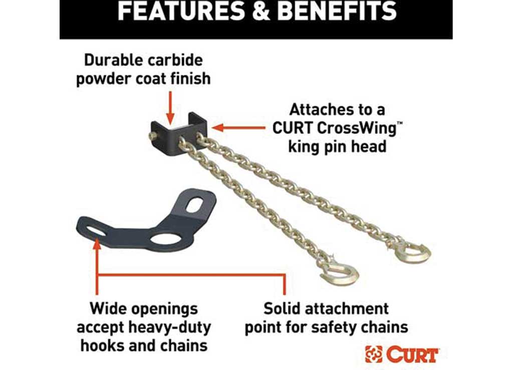 Curt CrossWing 5th Wheel Safety Chain Assembly with Gooseneck Anchor Plate • 16614