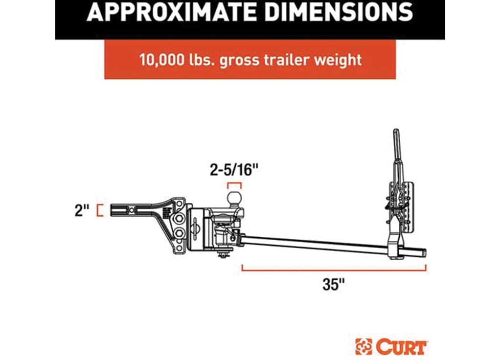 Curt TruTrack 4P Trailer-Mounted Weight Distribution Hitch, 8-10K  • 17520