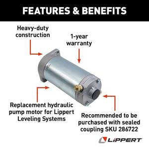 Lippert Replacement Hydraulic RV Leveling System Pump Motor • 179327