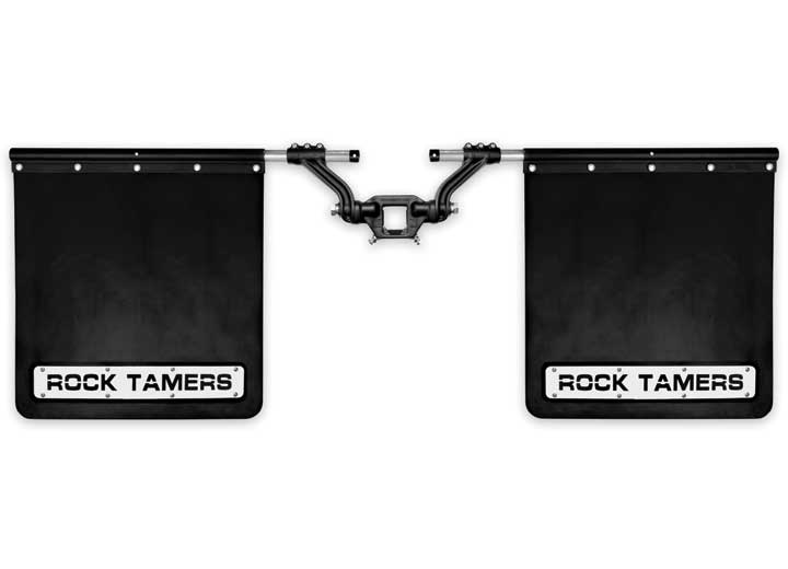 Rock Tamers Mudflap System, Matte Black w/ SS Trim Plates for 2.5