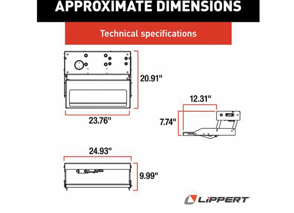 Lippert 28 Series Step Assembly with Standard Drive Operation and Power Switch Kit • 3747451