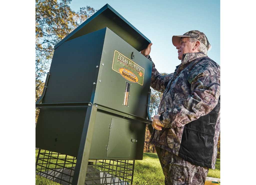 Texas Hunter Products Stand and Fill 300 LB Trophy Deer Feeder w/ 4' Legs • TF300L4