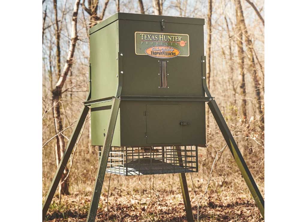 Texas Hunter Products Stand and Fill 300 LB Trophy Deer Feeder w/ 4' Legs • TF300L4