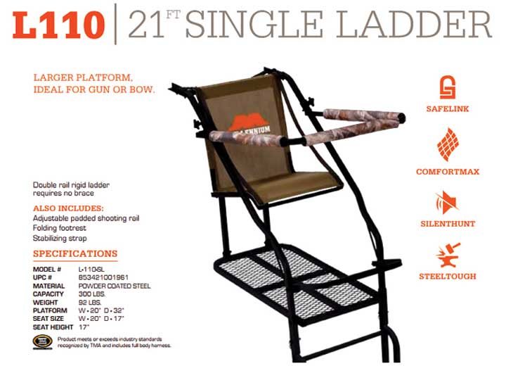 Millennium L110 21' Single Ladder Tree Stand • L-110-SL
