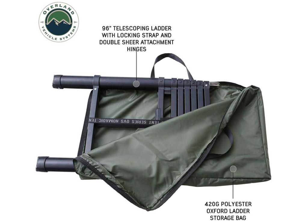 Overland Vehicle Systems HD Nomadic 3 Extended Soft Shell Roof Top Tent, Grey Body & Green Rainfly  • 18339936