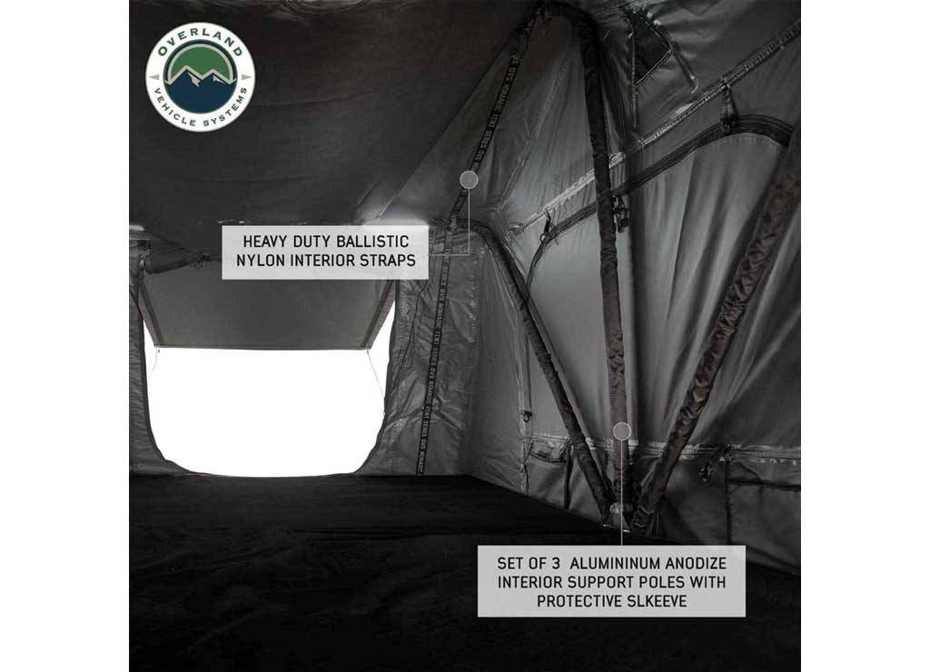 Overland Vehicle Systems HD Nomadic 3 Extended Soft Shell Roof Top Tent, Grey Body & Green Rainfly  • 18339936