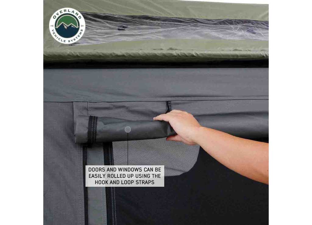 Overland Vehicle Systems HD Nomadic 3 Extended Soft Shell Roof Top Tent, Grey Body & Green Rainfly  • 18339936