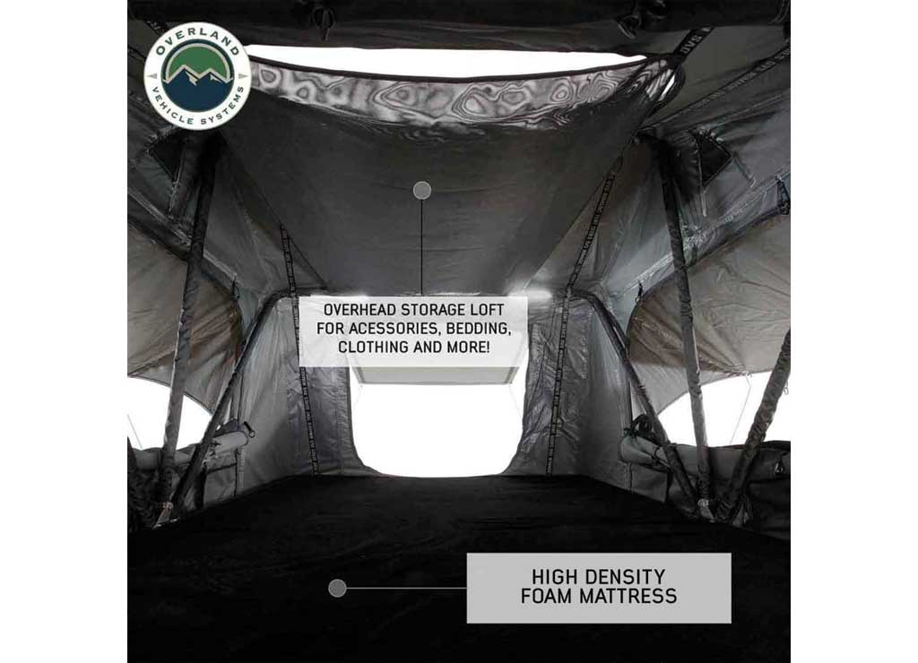 Overland Vehicle Systems HD Nomadic 3 Extended Soft Shell Roof Top Tent, Grey Body & Green Rainfly  • 18339936