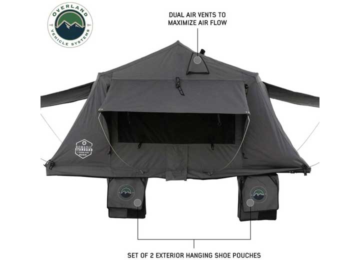 Overland Vehicle Systems HD Nomadic 2 Standard Soft Shell Roof Top Tent, Grey Body & Green Rainfly  • 18429936