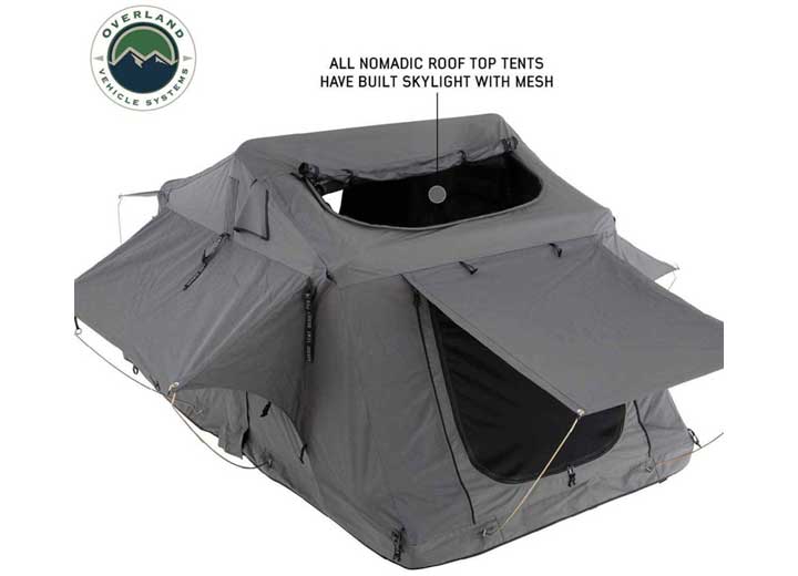 Overland Vehicle Systems HD Nomadic 2 Standard Soft Shell Roof Top Tent, Grey Body & Green Rainfly  • 18429936