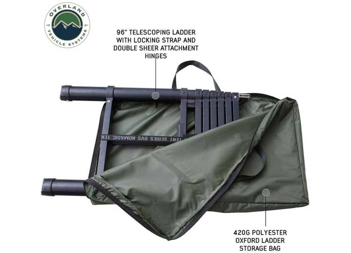 Overland Vehicle Systems HD Nomadic 2 Standard Soft Shell Roof Top Tent, Grey Body & Green Rainfly  • 18429936