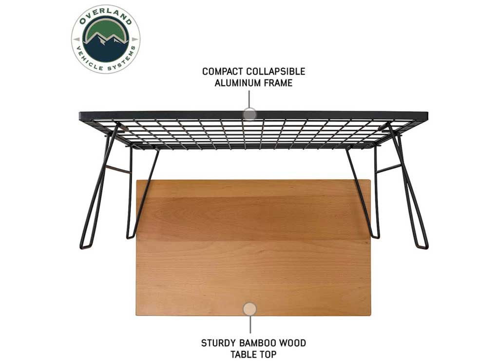 Overland Vehicle Systems Kick It Collapsible Camp Table - Wood Base & Storage Bag  • 30100030