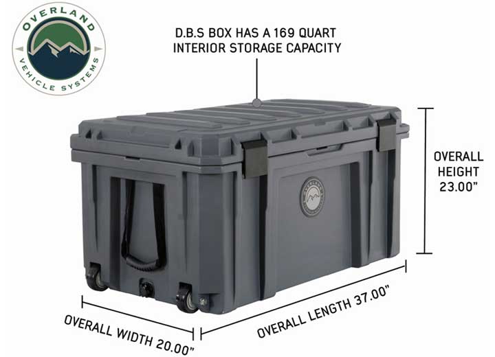 Overland Vehicle Systems D.B.S. - Dark Grey 169 QT Dry Box with Wheels, Drain, and Bottle Opener  • 40100031