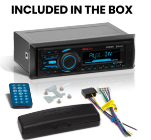 BOSS Marine Boat Stereo – Single Din, Bluetooth, AM/FM Radio Receiver, Wireless Remote Control  • MR1308UABK