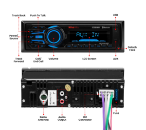 BOSS Marine Boat Stereo – Single Din, Bluetooth, AM/FM Radio Receiver, Wireless Remote Control  • MR1308UABK