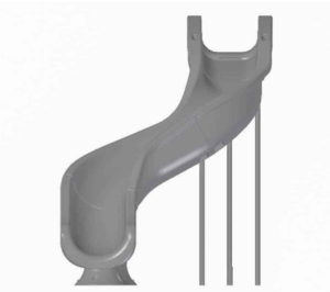 Global Pool Products RT15 Pool Slide, Grey - Right Turn  • GPPSRT15-GREY-R