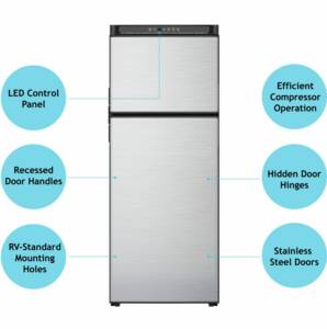 Norcold Polar 10 cu.ft. DC Compressor RV Refrigerator with Stainless Steel Doors - Right-Handed • N10DCSSR
