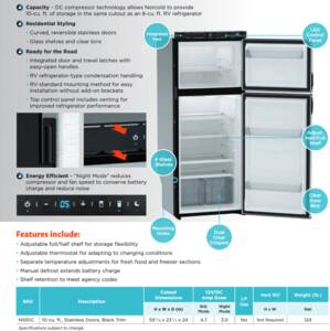 Norcold Polar 10 cu.ft. DC Compressor RV Refrigerator with Stainless Steel Doors - Right-Handed • N10DCSSR