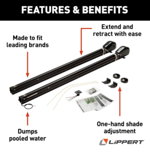 Lippert Solera 3000 Series Universal RV Awning Arms & Hardware Kit - Standard, Black • 434723