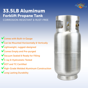 Flame King 33.5lb Aluminum Forklift Propane Tank Cylinder with Gauge • YSN335-ALM