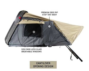 Overland Vehicle Systems HD Bundu 2 - Hard Shell Roof Top Tent, 2 Person, Grey Body and Black Rainfly  • 18389902