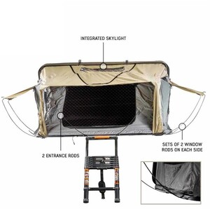 Overland Vehicle Systems HD Bundu 2 - Hard Shell Roof Top Tent, 2 Person, Grey Body and Black Rainfly  • 18389902