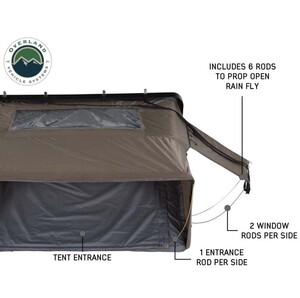 Overland Vehicle Systems HD Bushveld II Cantilever Hard Shell Roof Top Tent Grey Body & Tan Rainfly  • 18189901