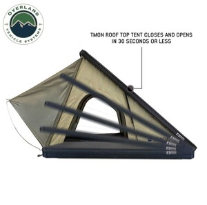 Overland Vehicle Systems LD TMON Clamshell Aluminum Hard Shell Roof Top Tent - 2 Person Capacity, Tan Body & Green Rainfly  • 18119935