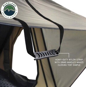Overland Vehicle Systems LD TMON Clamshell Aluminum Hard Shell Roof Top Tent - 2 Person Capacity, Tan Body & Green Rainfly  • 18119935