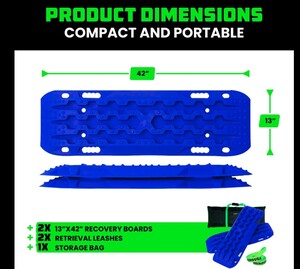 Rhino USA Recovery Traction Boards, Pair, Blue  • RG-TB42X13-BLU