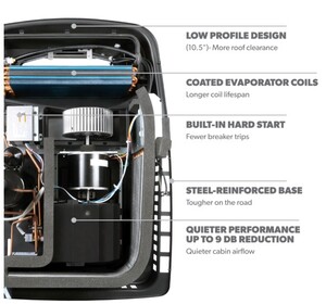 Dometic FreshJet 5 Low-Profile RV Air Conditioner w/ Heat Pump, 15K BTU, Black  • FJX5557EHPBKCS